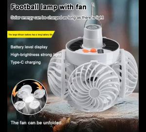 Solar Powered Camping Fan with LED Lantern Rechargeable USB Ventilator Portable Hanging Tent Light for Outdoor Hiking