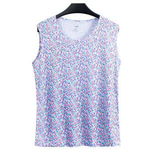 Pure Cotton Sleeveless Vest for Elderly Women AB Underwear Mid-aged And Elderly Large Size Knitted Summer Top Floral Print