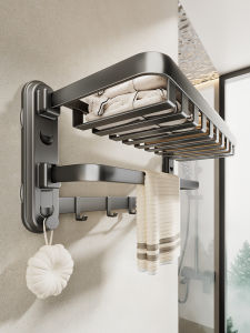 MOSHANG | Suction Bathroom Storage Organizer Wall Mount No Drill Required Folding Hanging Kit
