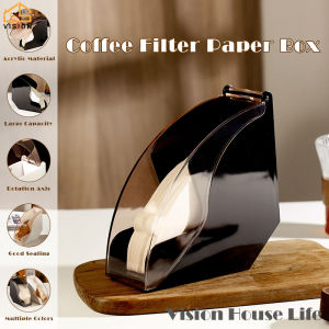 Hộp phin cà phê tầm nhìn phin cà phê phin cà phê lưu trữ khung kẹp kính lọc giấy lọc giá đỡ có vỏ bọc chống bụi cho v60 và dung lượng lưu trữ túi lọc cà phê hình nón là 100 bộ lọc giấy chiếc cà phê