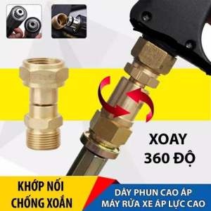 Khớp Xoay Chống Xoắn Dây Rửa Xe Ren 22mm Dùng Cho Máy Rửa Xe Áp Lực Cao Máy Rửa Xe Mini ( Bằng Đồng)