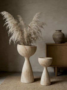 Wabi-sabi Style Faux Travertine Floor Vase