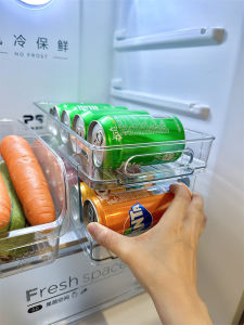 Refrigerator Drinks Automatic Filling Storage Rack Double-Layer Rolling Beer Cola Finishing Box Drawer Cans Storage Rack