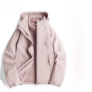 Mulinshan Pink Three-in-One Detachable Windproof Waterproof Casual Jacket Womens Autumn Wear Outerwear Original Design Loose Fit