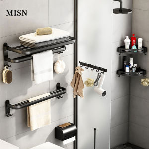 MISN Towel Rack Hanging Holder Space Aluminum Bathroom Stand Organizer Rack Accesories Organizer Bathroom Rack