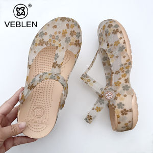 Veblen Jelly Sandals Womens Summer Outdoor Anti-slip Breathable Beach Shoes Soft Bottom Covered Toe Holiday Flip Flops