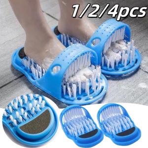 1-4pcs Shower Foot Cleaner Foot Washing Brush Remove Dead Skin With Suction Cup For Bathing Hotels Slippers Home Bathroom Tools