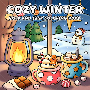 COZY WINTER Coloring Book for Adults Bold & Easy Cozy Winter Hygge Scenes Stress Relief Relax DIY Drawing Activity Book