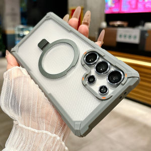 Heavy-Duty Armor Magnetic Case For Samsung Galaxy S25 S24 Plus Ultra S25Ultra S25Plus Military Camera Glass Hard Stand Cover