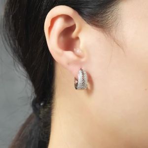 Huitan Vintage Silver Color/Gold Color Lady Hoop Earrings Inlaid Shiny CZ For Wedding Party Engagement Trendy Luxury Accessories