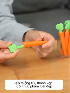 Set 5 Kẹp miệng túi E11 niêm phong bảo quản thực phẩm hình cà rốt TTNTE11