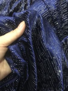 vải nhung đính đá  màu xanh đen _( khổ 1m6)co dãn 4 chiều mềm rũ may đầm váy ao Jumsuit vest