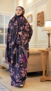 (Gratis Sajadah) Mukena Travel Mini 2In1 Parasut Premium Korea Motif 01