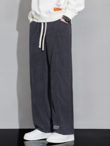 ROMON | Quần nhung kẻ nam Romon mùa thu đông quần dài thể thao thường ngày ống rộng cạp vừa màu trơn quần dài thoải mái