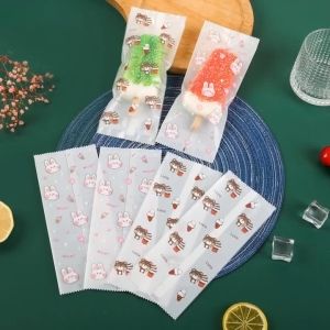 ka 50Pcs/Set Cartoon Food Grade Ice Pop Bags Disposable Plastic Popsicle Bags Freeze Treat Storage