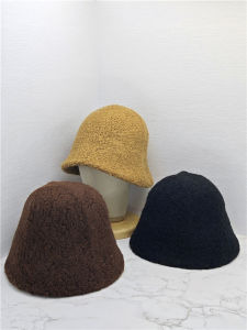 High Quality Woolen Bucket Hat Fisherman Cap Pot Hat Autumn Winter Versatile Artistic Womens Youth Early Eight Casual Style