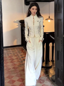 Fashionable Sporty Womens Set High Waist Wide Leg Pants Slim Fit Sweatshirt Casual Autumn High End Feeling Ensemble