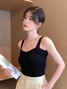 Knitted Fashion Casual Tops for Women Sleeveless Pure Color Vest Lady Slim Shoulder Tanks