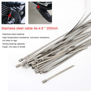ZEO Metal Cable Zip Ties 201 Stainless Steel Multi-purpose 4.6*200mm 4Pcs/bag