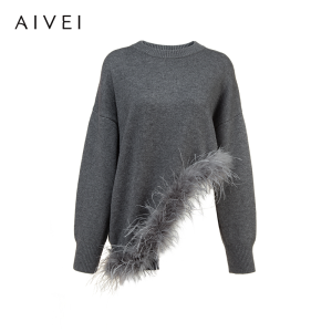 AIVEI | Unusual Design Ostrich Feather Knit Sweater Winter
