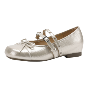 Josiny | Silver French Mary Jane Ballet Flats