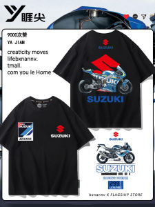 Suzuki Motorcycle Lovers Short Sleeve T-Shirt Mens American Trendy Brand Summer Clothes Youthful Energy Printed Cartoon Anime