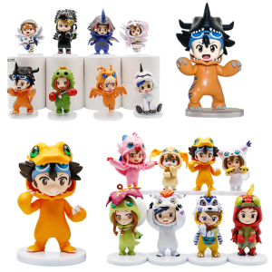 Bandai | 8pcs/set Digital Monster Digimon Adventure Doll Clothing Series Greymon/BlackWarGreymon Action Figure Anime Ornaments Model Toy