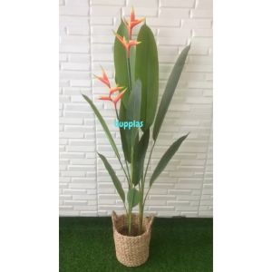 Pohon Plastik Daun Pisangan Heliconia Bird Of Paradise T145 Latex Artificial Cover Pot Anyaman Eceng Gondok Handle Pajangan Hiasan Dekorasi Rumah Ruangan
