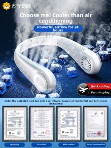 Portable Neck Fan Wireless Leafless Mini Electric Fan Quiet Cooling Long Battery Life Neck Hanging Design for Outdoor Use