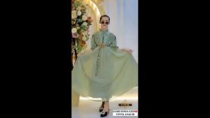 Gamis Anak Umur 7 - 12 Tahun Cewek Dinda Kids Ceruty Babydoll Full Puring Aplikasi Bordir Size L XL Baju Muslim Buat Lebaran Viral Kekinian Dress Muslimah Anak Elegan