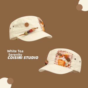 Vintage Cat Patch Stylish Casual Fit Cap Slim Face Appearance