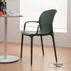 Nordic Style Hollow out Plastic Dining Chair Home Use Outdoor Coffee Chair Stackable Simple Design Adult Seat Furniture