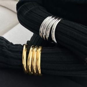 Ingemark | Ingemark 4Pcs/Set Punk Hip-Hop Irregular Curved Smooth Surface Bangles Women Minimalism Metal Stacking Banglet Steampunk Jewelry