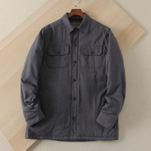 Washed Fleece Lined Cotton Workwear Jacket American Style Outdoor Casual Shirt Coat Thickened Autumn Winter Spring Mens Fashion