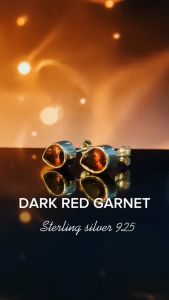 Anting Stud Wanita Perak Asli 925 Terbium Red Garnet Githa