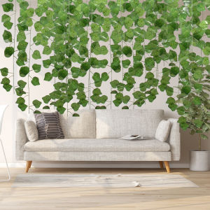 1Pcs 2.4M Artificial Green Leaves Ivy Vine Garland Creeper Rattan Fake Leaf Plants Hanging Vines For Garden Wedding Party Decor