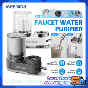 MEEVIDA Faucet Water Purifier for Home Kitchen Washable Filter Activated Carbon Reduces Limescale Water Filtration System Tap Purifier