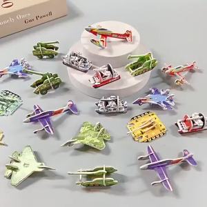 30Pcs 3D Fun Tank Plane Stereoscopic Puzzle Childrens Creative DIY Toys Kindergarten Education Handmade Assembly Puzzle Cards