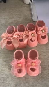 ONE-P615 Kaos Kaki Pendek Bayi Perempuan Motif Renda Bunga Pita