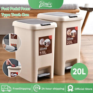 Bincoo 20L Foot Pedal Press Type Trash Can Wastebasket Garbage Container kitchen Garbage Bin Can Dustbin with Pedal for Kitchen Bathroom