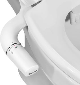 SAMODRA Ultra-Slim Bidet  Minimalist Bidet for Toilet with Non-Electric Dual Nozzle(Frontal & Rear Wash) Adjustable Water Pressure Fresh Water Bidet Toilet Seat Attachment