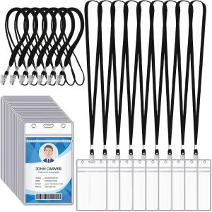 durable other plastic neck lanyard with rotating clip waterproof reusable with clear school office event name tag -