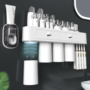 Hanging Toothbrush Holder and Tumbler Rack Wall-mounted No-drilling