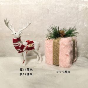 ม้าไม้สีชมพูตกแต่งต้นคริสต์มาสเครื่องประดับของขวัญสร้างสรรค์ฉากการตั้งค่าPropsตกแต่งเทศกาลDIY