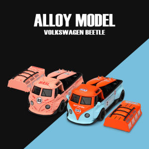 1:32 Scale T1 Bus Alloy Diecast Model Vintage Travel Coach Vehicle Simulated Metal Light & Sound Collectible Openable Doors