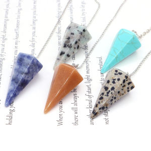 Natural Stone Quartz Agates Pendant Reiki Healing Cone Amethyst Reiki Crystals Charm Pendulum Pendants For Divination Dowsing