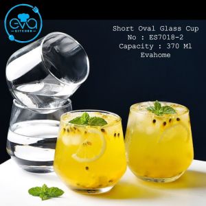 Bộ 6 Ly Uống Nước Thuỷ Tinh Oval Lùn ES7018-2 Short Oval Glass Cup 370Ml