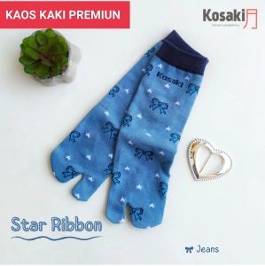 Kaos Kaki Anak Perempuan Kaos Kaki Anak Motif KOSAKID STAR RIBBON Kaos Kaki Jempol Dobel Tumit Dobel Nylon-Jeans