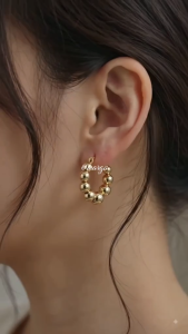 Beaded Hoop Earrings for Women - Punk Round Circle Buckle Allergy-Free