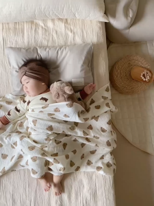 ผ้าห่มมัสลินผ้าฝ้าย 80*80 ซม. ผ้าห่อตัวเด็กแรกเกิด 2 ชั้น ผ้ามัสลิน ผ้าเช็ดตัว ผ้าห่มมัสลิน ผ้าห่มทารก